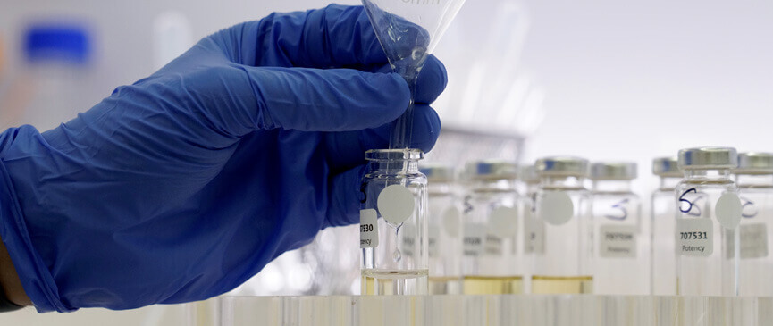 cannabinoid potency samples in test tubes
